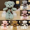 Plush Bear Wedding Gift With Rabbit Hair Ribbons For Celebration Decor