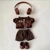 Retro motorcycle wind doll coat pants children's hats headphones glasses 15-17cm rag plush blind box doll dress up accessories