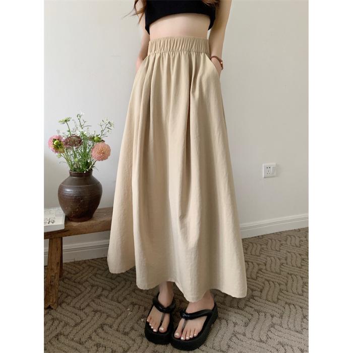 Women's Slimming High Waist A-line Pleated Midi Flare Skirt - Summer Korean Style
