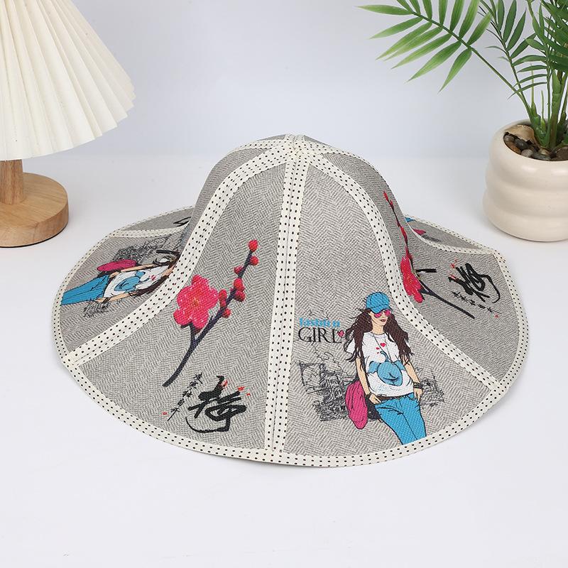 Hainan big edge hat straw hat foldable sunscreen sun hat outdoor fishing sunscreen non-woven folding double-layer hat