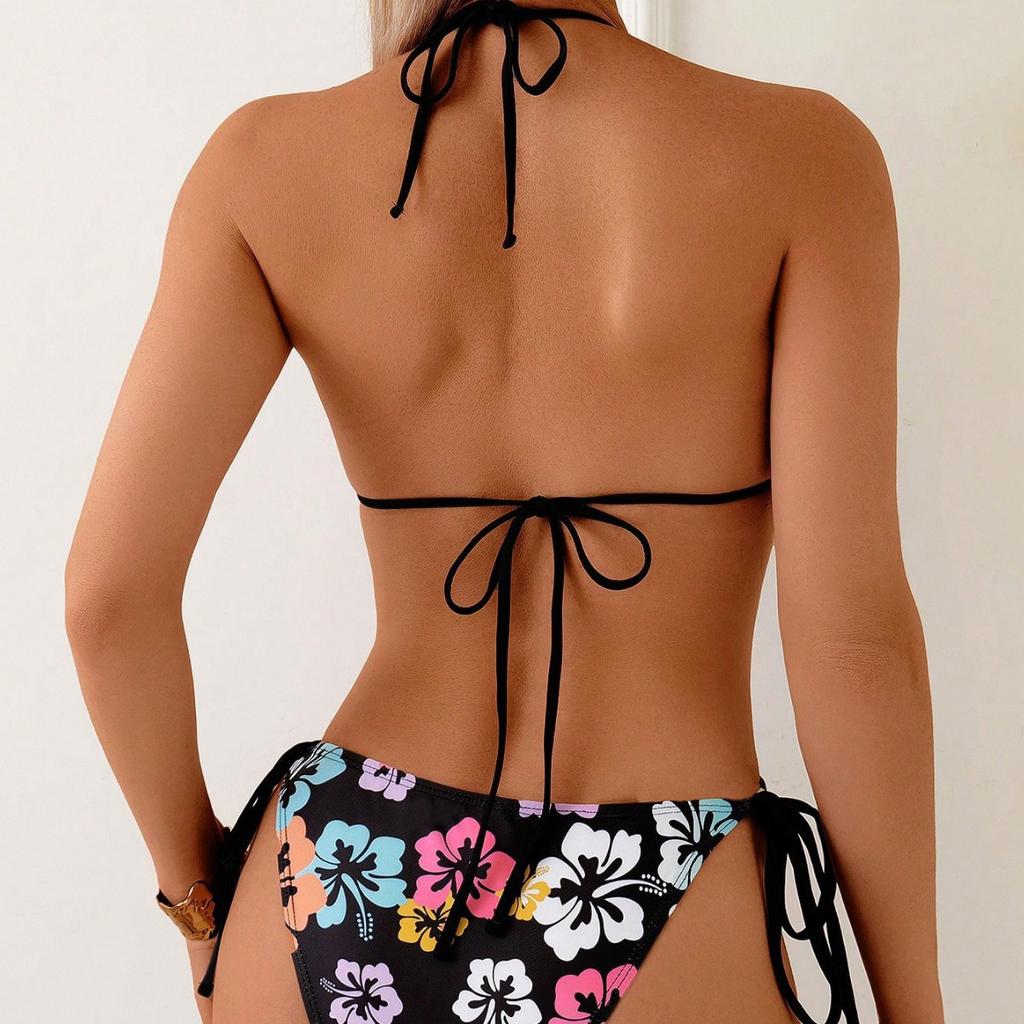 Sexy Mode Gedruckt Rückenfrei Ausgeschnitten Taille Schnürung Schlank Bikini Badeanzug Für Sommer Strand