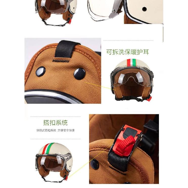 Retro Open Face 3/4 Motorcycle Motorbike Helmets Vintage Chopper Capacete De Moto Bike Cascos Scooter With For Men Women DOT
