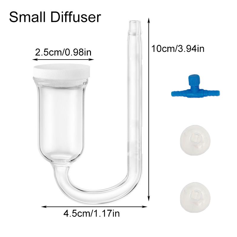 CO2 Diffuser for Aquarium Bubble Reactor CO2 System Atomizer for Fish Tank Live Plants Water Grass Grow Refiner with Suction Cup