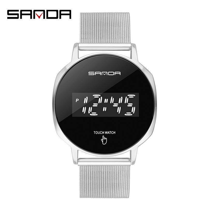 Sanda Touchscreen LED-Uhr mit Doppelschnalle Netzarmband - Modell 8007 für Damen