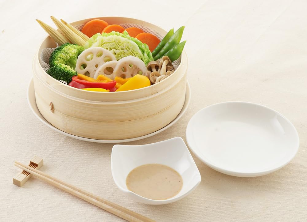 Ishigaki Delish Life Bamboo Steamed Dim Steamer Basket with 4717 Steamer, Dishes, Sum, Lid, 21cm,