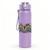 1PC Wavy Groovy Rainbow Swirl Print 750ml Color Plastic Sports Water Bottle Leakproof Flip Straw Lid Suitable for Sports Office Home Use