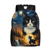 Tuxedo Cat Howling To The Moon Backpack Novelty Backpacks Boy Outdoor Style Soft School Bags High Quality Rucksack