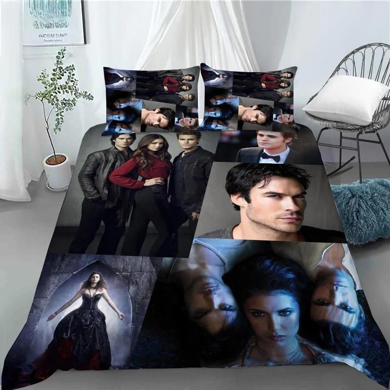 Damon Salvatore The Vampire Diaries Copripiumino Federa Set Biancheria da Letto Decorazione Camera da Letto Adulti Bambini Singola Doppia