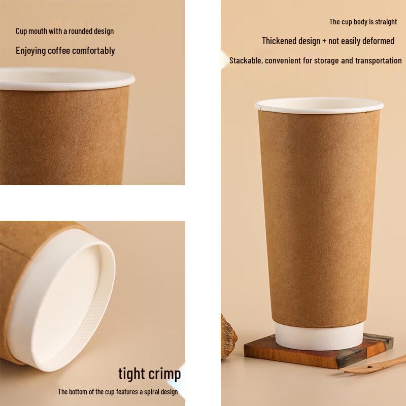Pabei Disposable Double-Layer Hollow Paper Coffee Cups with Lids