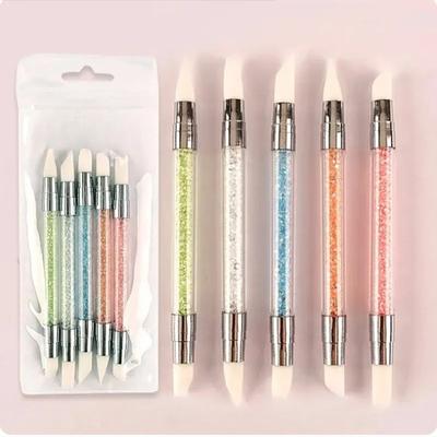 Bolígrafo de silicona de doble cabezal para esculpir flores, barra de pegamento ajustable, bolígrafo de relieve, pincel para decoración de uñas, herramienta para cualquier hogar.