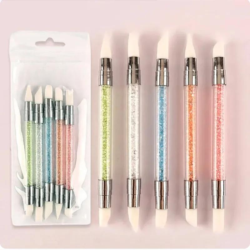 Nail Art Pen Double Head Silicone Flower Sculpting Pen Adjustable Glue Stick Embossing Pen Nail Art Brush Every Home Tool