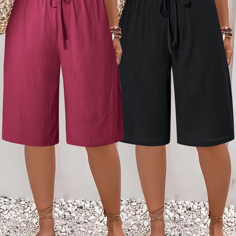 2026 Plus Size Women s Korean-European Casual 2-Piece Non-Stretch Shorts Set 2XL
