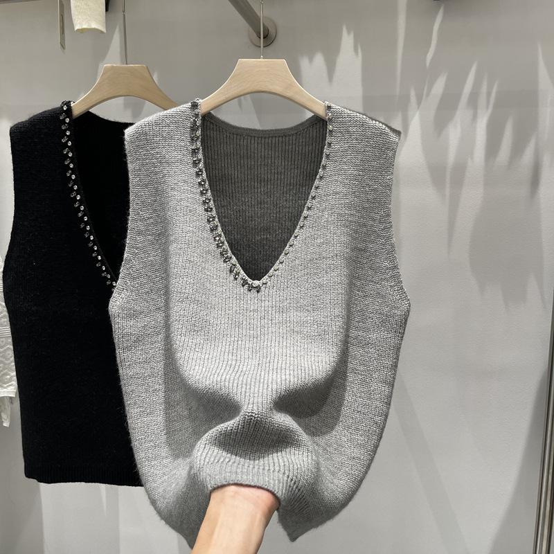 

DAFIFY Женская мода повседневная осень-зима однотонный принт длинный рукав V-образный вырез свитера Size: One Size серый