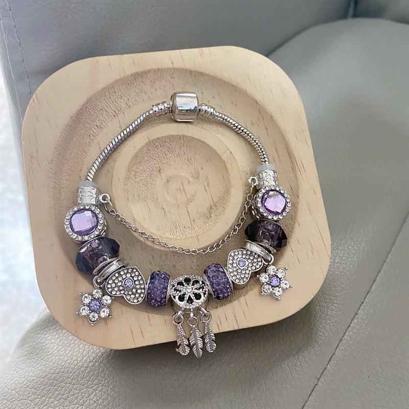 

Браслет-подвеска Ловец снов из фиолетового кристалла в стиле Панджия для женщин