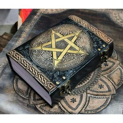 Pentagramm Geprägtes Ledertagebuch, Handgemachtes Ledertagebuch, Blanko Leder Notizbuch Leder Grimoire, Leder Skizzenbuch Pentagramm