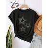 Damen Casual Kurzarm T-Shirt - Schwarz mit Weißem Sternenprint Rundhals Oberteil für Frühling & Sommer Maschinenwaschbar