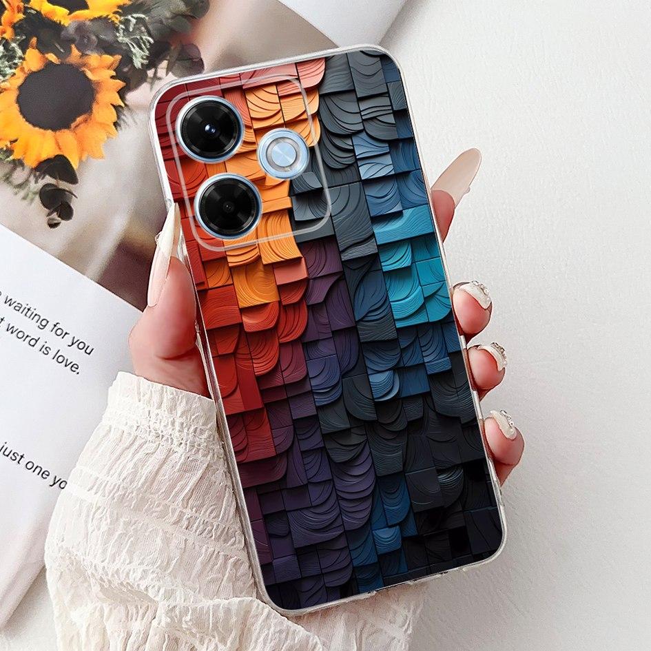 New For Xiaomi Redmi 13x 4G Case Cute Cartoon Panda Machine Flower TPU Soft Silicone Cover For Xiomi Redmi 13X Shockproof Bumper