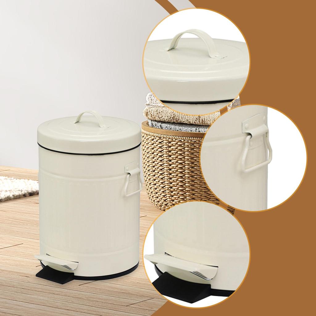 Step Trash Can Anti Slip Base Waste Basket Dustbin Foot Pedal Garbage Bin for Entryway Restroom Toilet Laundry Room Apartment