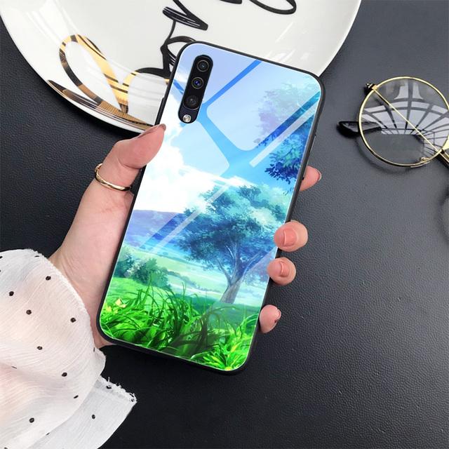 

Роскошный чехол для телефона Samsung Galaxy A71 A72 A70 A73 A53 A13 5g A03 A22 A21s A03 Core A42 A52, стеклянная крышка с аниме-пейзажами For Samsung A41