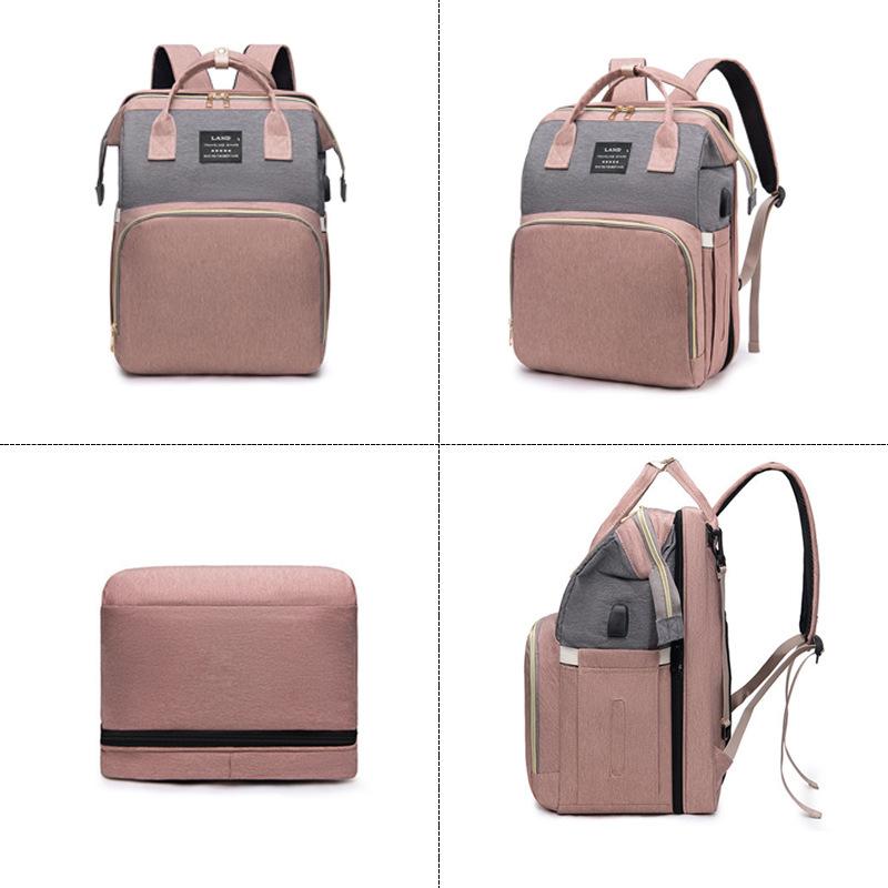 Multi-functional folding bed, simple and portable outdoor insulated baby bottle storage bag, large-capacity mother and baby bag