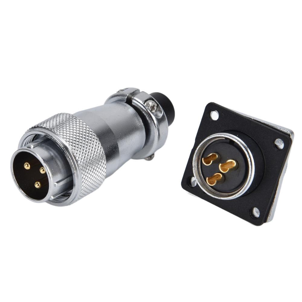 WS20 Aviation Connector 3Pin Zinc Alloy Aviation Male Female Plug Metal Thread with Screw Electrical Power Connector