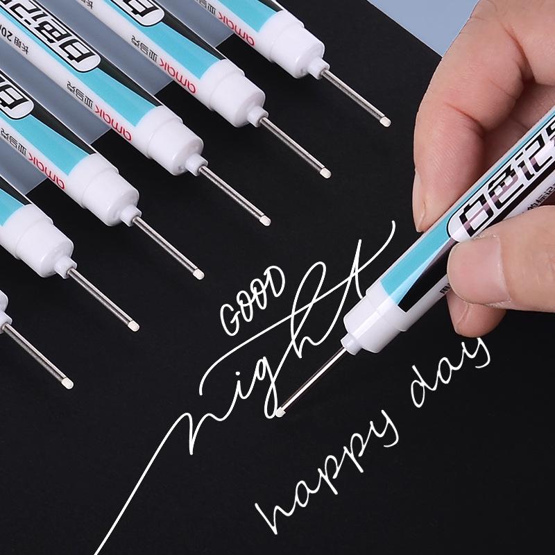 Odorless White Water-Based Fine Tip Marker for Black Card, Fade-Resistant Graffiti and Tire Highlighting
