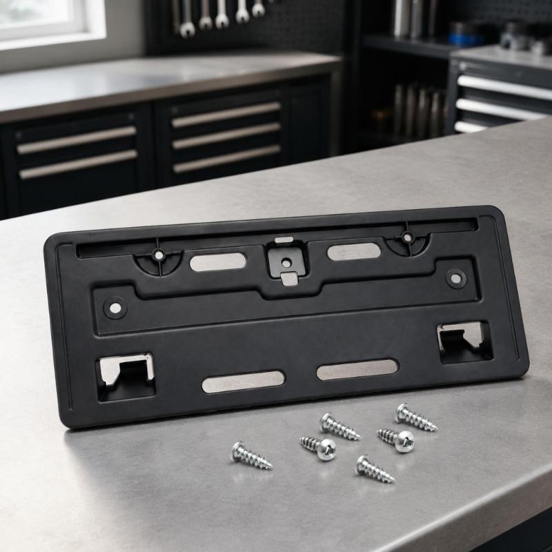 Black ABS Front License Plate Bracket, Replacement Mount with Multiple Mounting Points and 6 Included Screws for the Stated Application