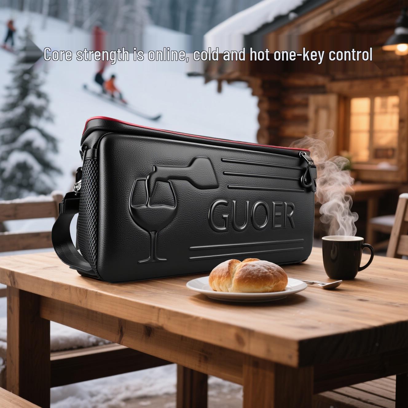 GUOER 18L Dual-Control Portable Car Refrigerator and Warmer for Hot/Cold Outdoor Camping and Home Use 490*260*230mm