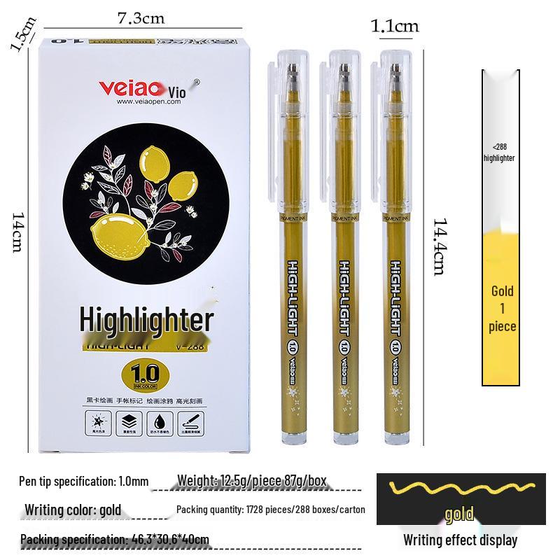 Boke Gold Glitter & White Highlight 1.0mm Gel Pen Set for Creative Drawing and Journaling