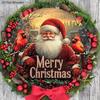 Cardinal Wooden Sign with Santa Claus Pattern - Merry Christmas Round Sign for Front Door Wall Hanging Decor - Ideal Christmas Decoration