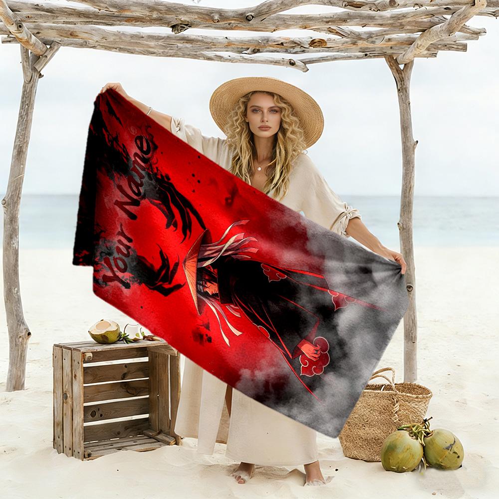 Naruto Character Customize Text Beach Towel High Absorbency & Quick-Dry Perfect for Traveling Yoga Camping and Swimming