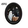 Soft Dark Tone Art Halloween Ghost Wall Art Cute Table Sign Vintage Oval Framed Academia Decor Picture Decorative for Mantel Living Room