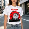 Catzilla Graphic T Shirt Funny Monster Cat Print Unisex Soft Cotton Crew Neck Short Sleeve Top Y2k