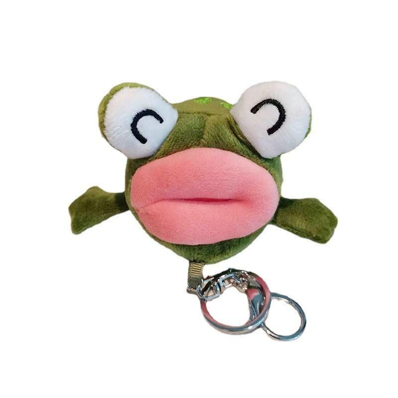 Adorable Cartoon Frog Plush Toy Green Stuffed Animal Keychain For Gifts
