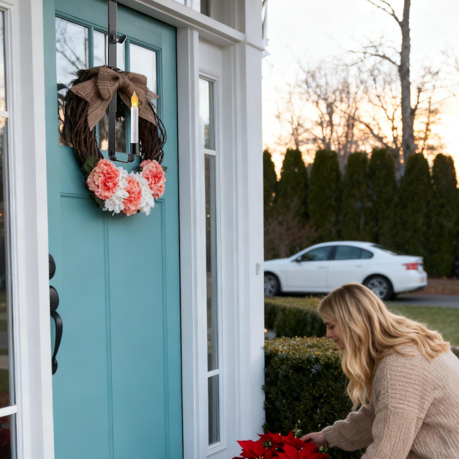 

Wreath Hangers For Front Door With LED Candlestick Holder Rod Wreath Door Hanger For Shower Bathroom Christmas Garland Outdoor CHINA