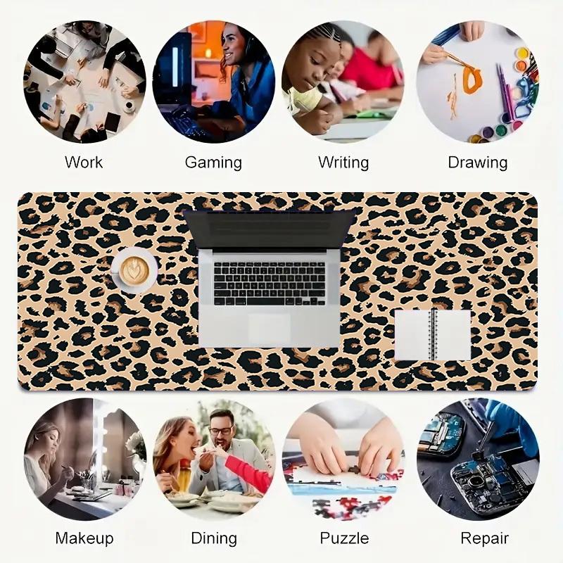1 PZ Tappetino per Mouse Oversize Stampa Leopardo - Base in Gomma Antiscivolo Perfetto per Ufficio Scuola Esports Decorazione Casa Tappetino da Scrivania 174A