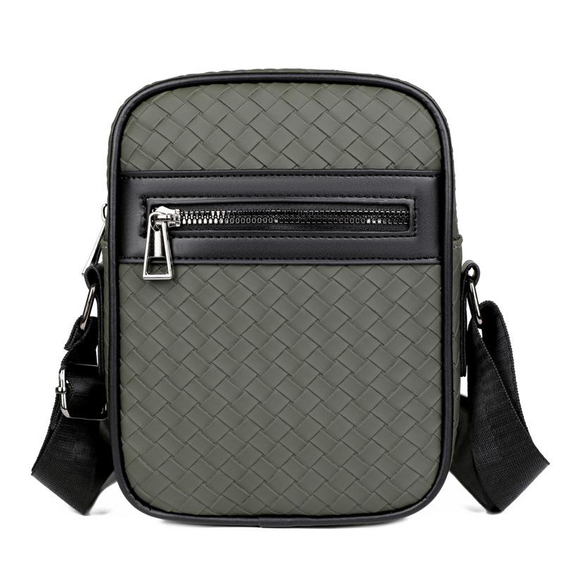 New Men's Messenger Bag Woven Pattern Fashion Casual Bag Shoulder Bag Simple and High-end Men's Bag