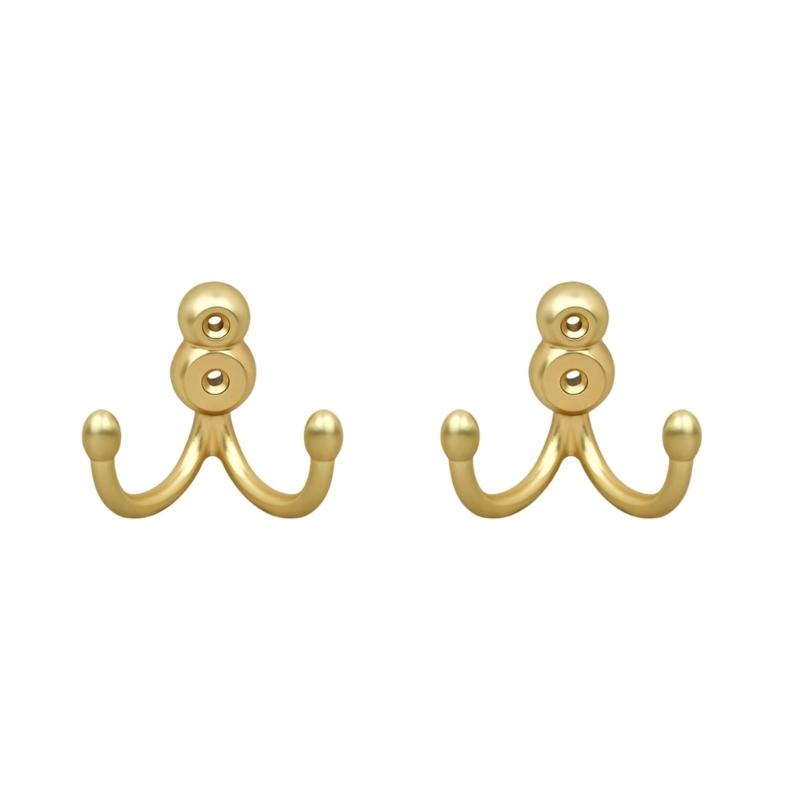 

Pack of 2 Sturdy Double Hooks for Wardrobe and Closet Zinc Alloy Clothes and Hats Hanger Storage Solution