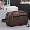 PU Leather Man Woman Handbag Large Capacity Material Portable Handbag Makeup Pouch Travel Wash Bag Vintage