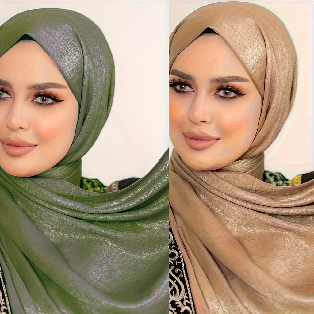 Premium Shiny Hijab Silk Scarfs Woman Muslim Hijab Head Scarf Headwraps Fashion Bufandas Silk Scarves Shawl Headband