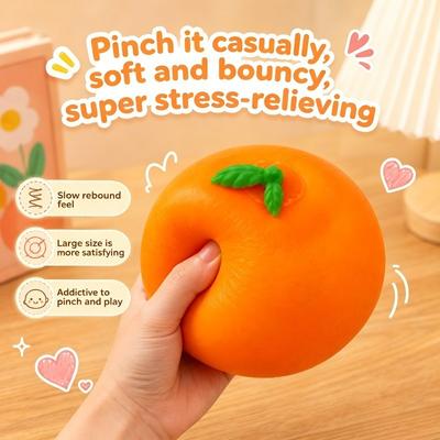 Jumbo Realistic Orange Stress Ball Fidget Toy Slow Rising Stretchable Venting Ball Squeeze Anti-Anxiety Sensory Squishy Toy
