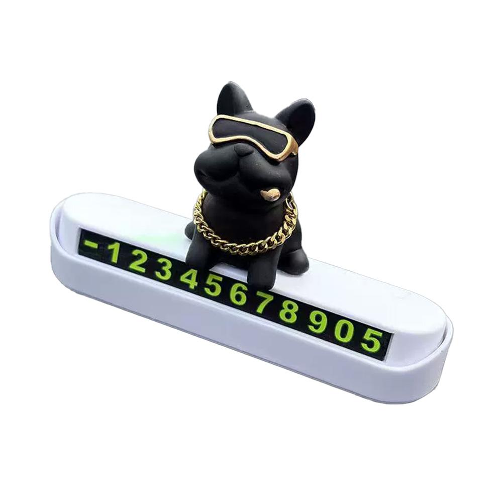 Temporary Parking Number Plate Bulldog Auto License Dashboard Car Interior Ornament Decoration Mobile Decor