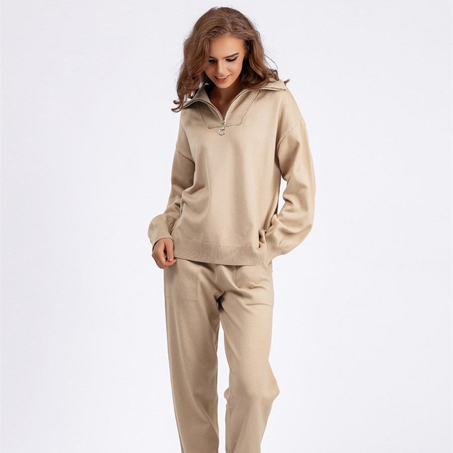 Winter Women's Knitted Suit Warm Trousers 2-piece Set Women's Casual Oversize Sweaters Sets Ladies' Tracksuit Ladies' Sweatpants Set