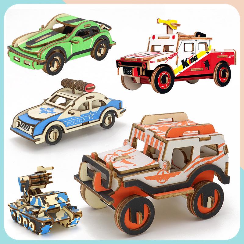 Wooden 3D Puzzle Car - Educational Handmade Toy for Kids