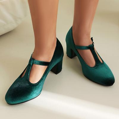 Elegante Damen High Heels Mary Jane Schuhe 2025 Mode T-Riemen Schwarz Grün Rot Absatz Party Hochzeit Büro Schuhe Damen Frühling