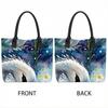  Watercolor Swan Print Tote Bag Casual Large Capacity Portable Daily Shoulder Handbag