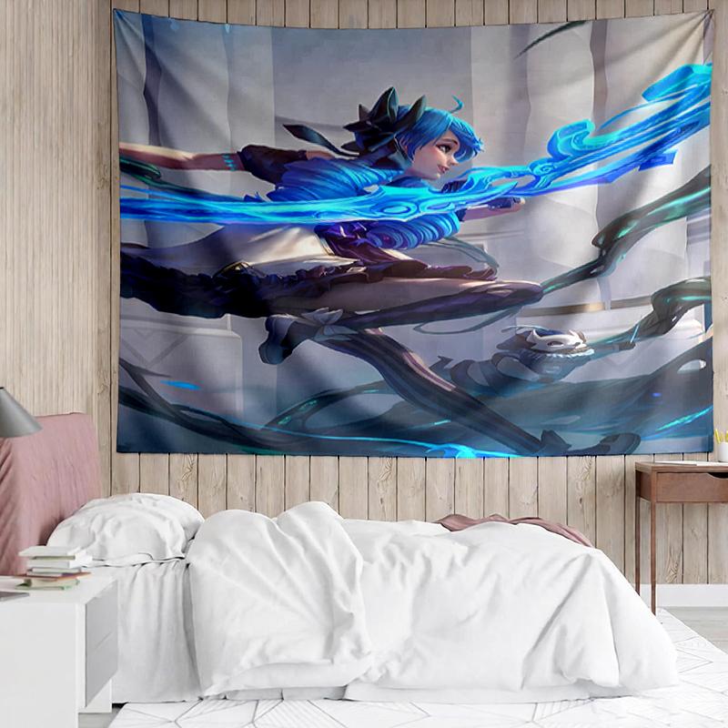 League-of-Legends Print Tapestry, Backdrop, Easy Setup, Ideal for Bedroom, Office & Living Room, with Aesthetic Wall Hanging Decor.