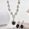 Rhinestone Teardrop Tassel Necklace & Earrings Set: Elegant European-American Light Luxury Clavicle Chain for Women