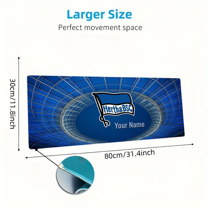 Hertha BSC Benutzerdefinierter Name Große Größe Mauspads Große Gaming Tischunterlage Rutschfest Laptop Tablet Großes Mauspads XXL Matte Mini-PC Spielmatte Mit Verriegeltem Rand
