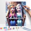 Disney Frozen Anna Elsa DIY Painting Kit Classic Style Home Decor Craft Gift Idea Art Paint Set Wall Hanging Canvas Painting Wall Art